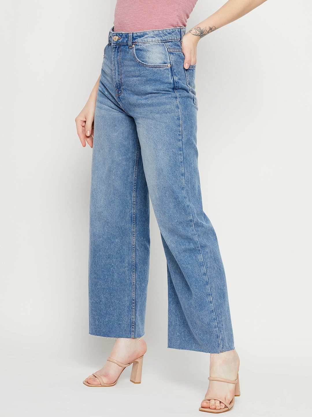 Madame Blue Denim Fashion Essential Acid Wash Effect