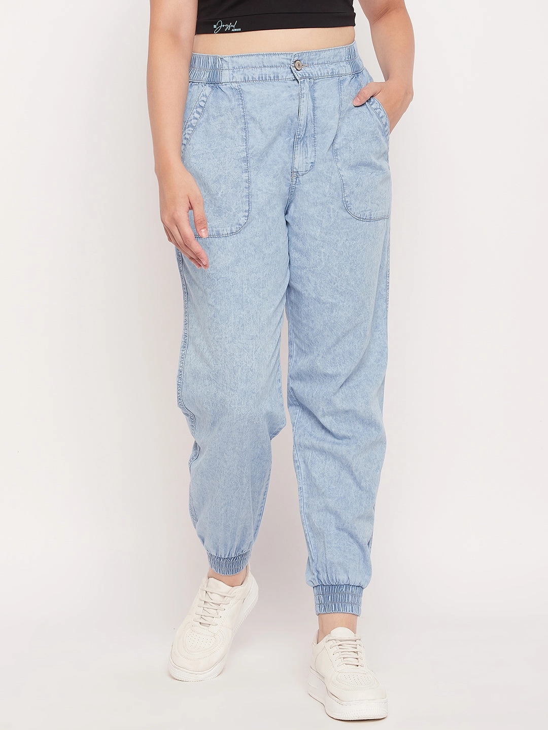 Madame Blue Elasticated Joggers Elastic waist Sleek Appearance
