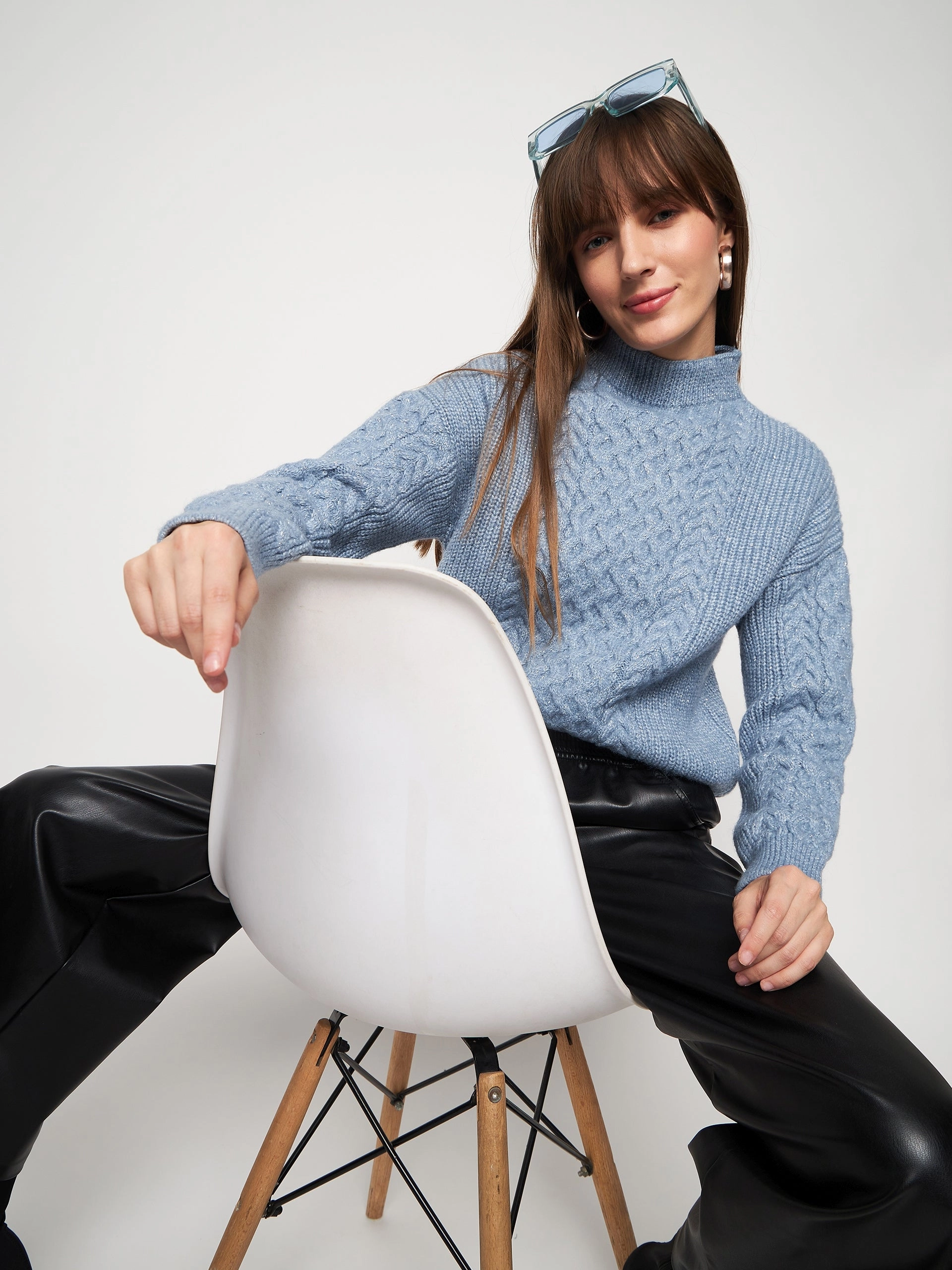 Seasonal Warmth Madame Blue Knit Pullover