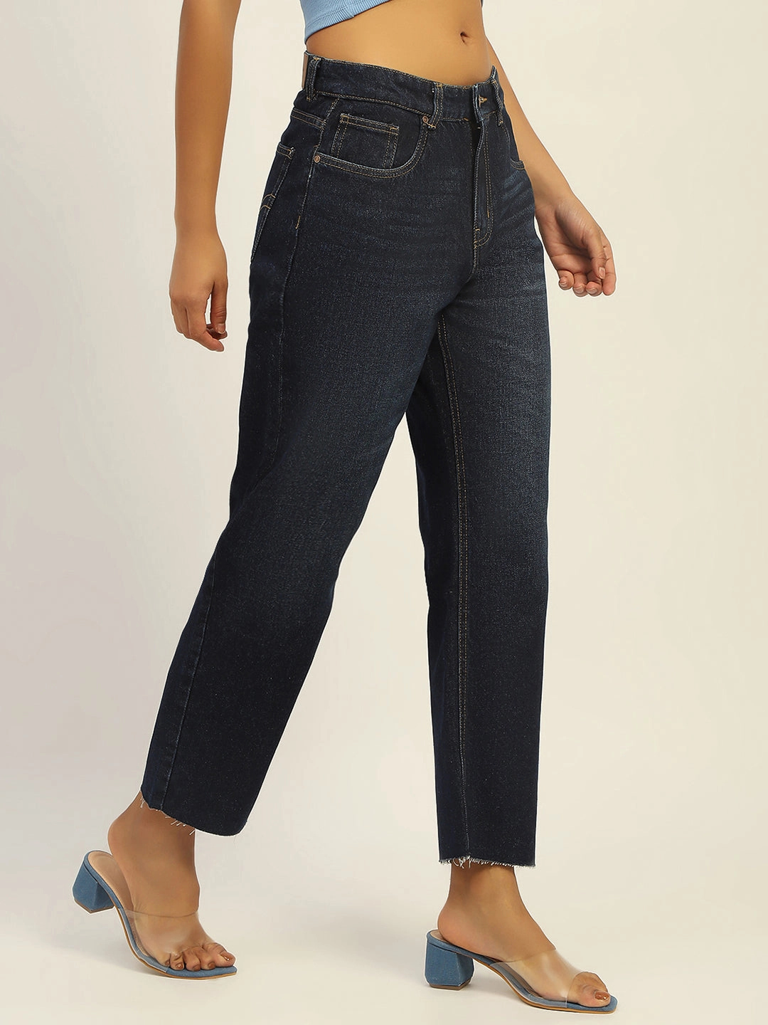 Madame Blue Loose Fit Cotton Jeans Timeless Appeal High-End Style