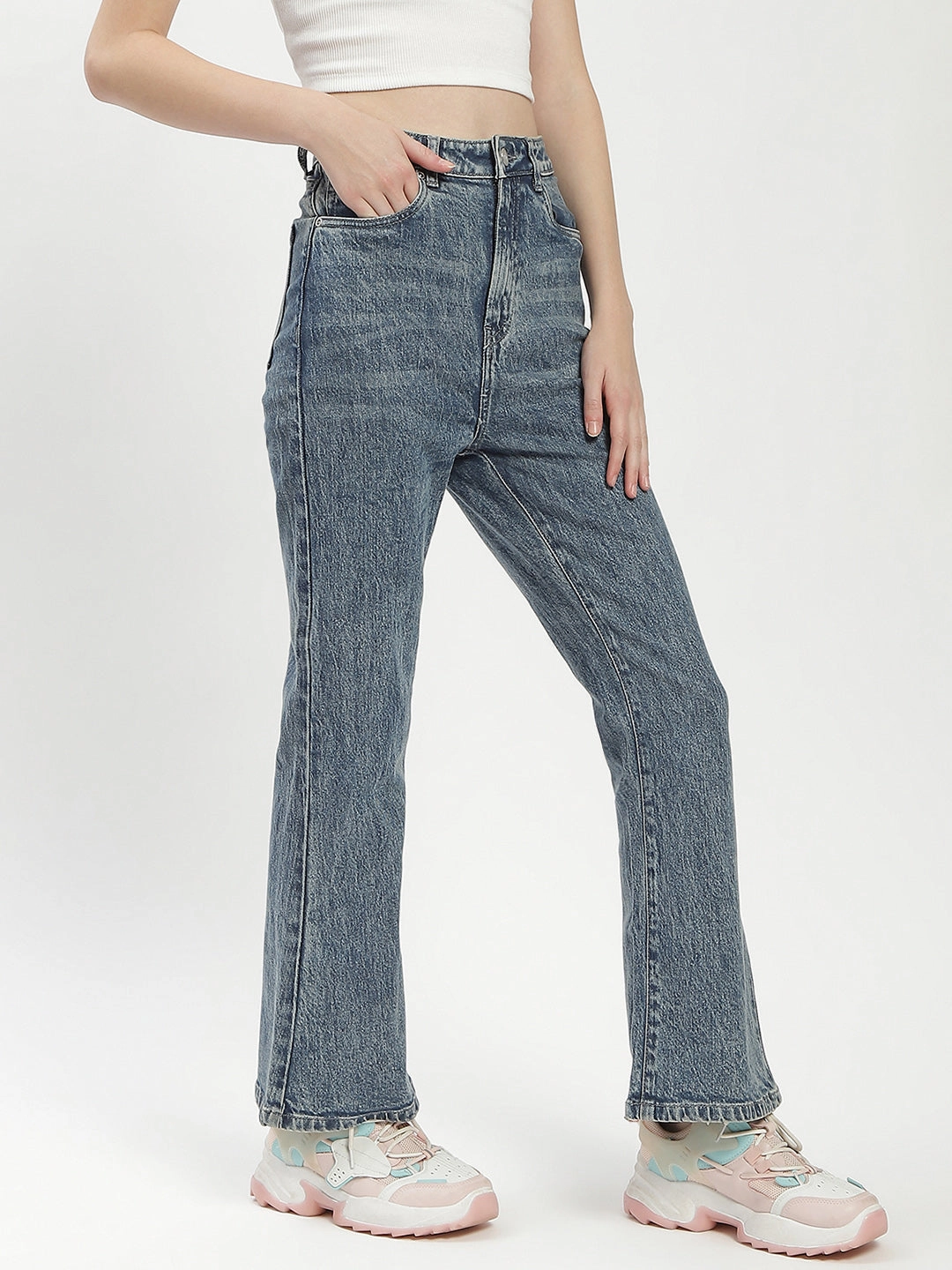 Madame Blue Whiskered Flared Jeans Perfect Match Stylish Sunny Vibes