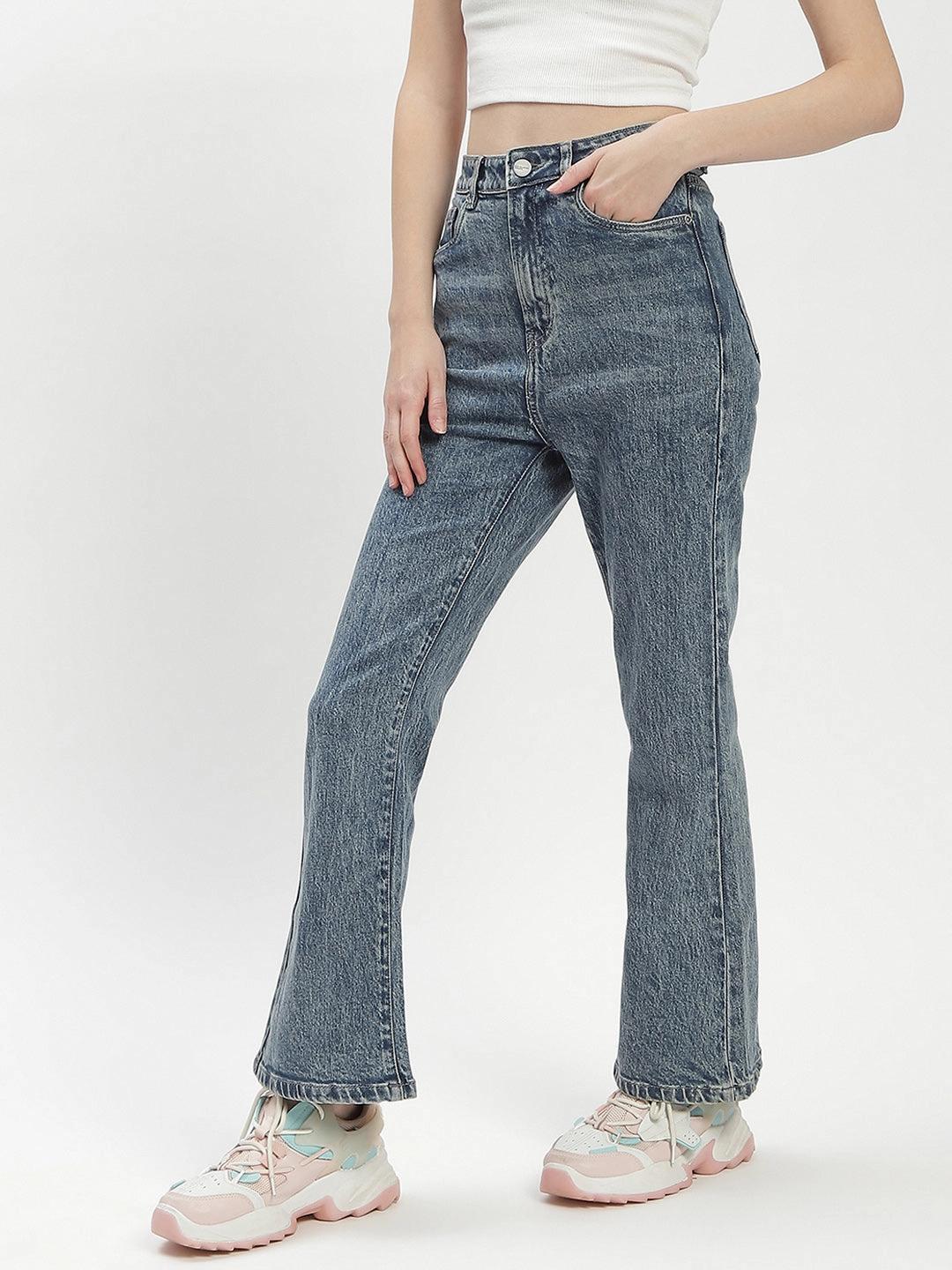 All Time Fit Basic Fashion Madame Blue Whiskered Flared Jeans