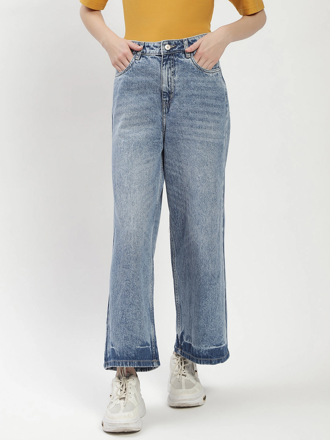 Madame Blue Wide-Leg Cropped Jeans Essential Wardrobe