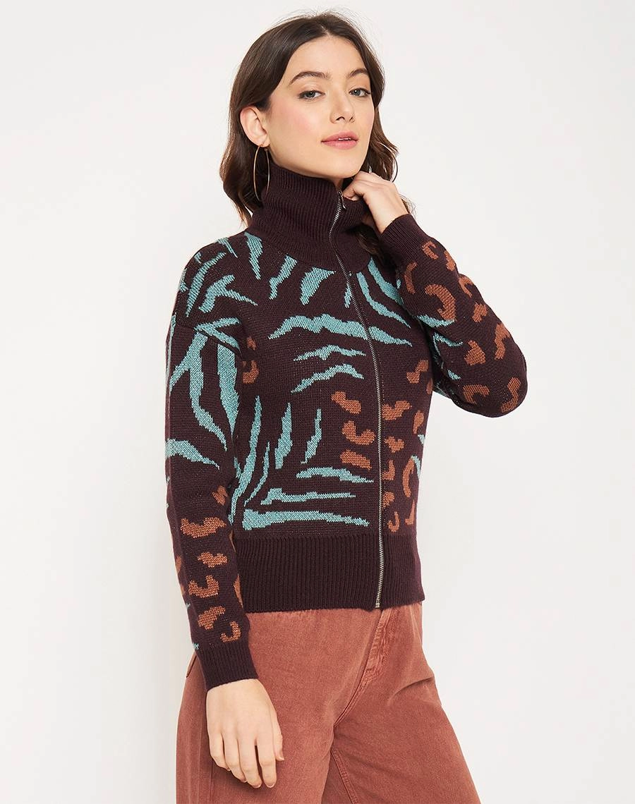 Cozy Stretch Madame Chocolate Printed Sweater