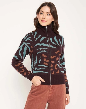 Madame Chocolate Printed Sweater Casual Fit Soft Knit Wear