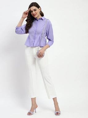 Workwear Approved Madame Cinched Waist Lilac Shirt