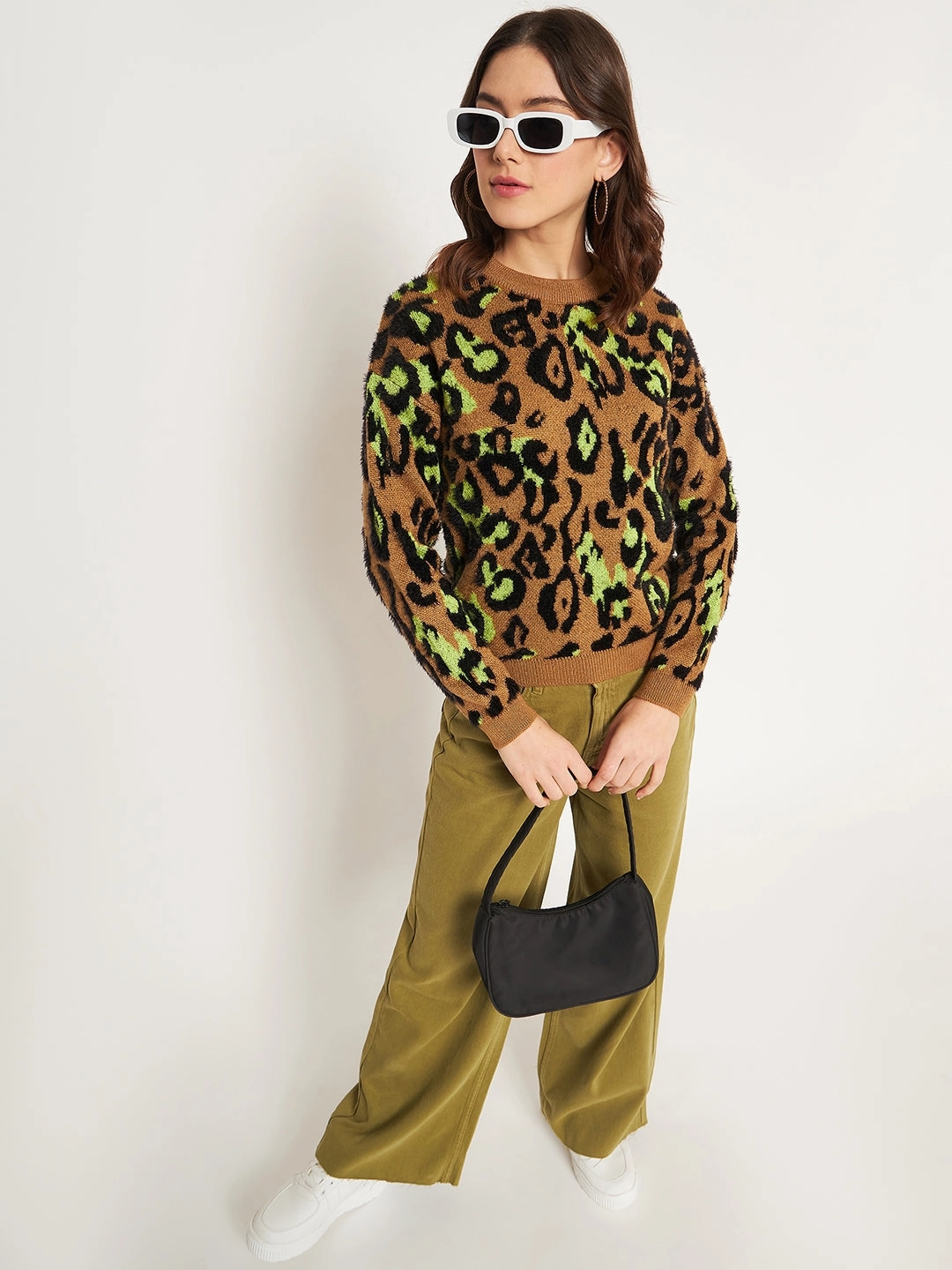 Cold Day Outfit Layering Comfort Madame Coffee Animal Printed Sweater