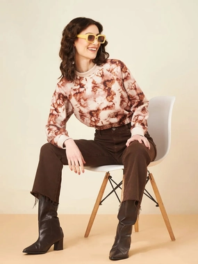 Madame Coffee Tie Dye Crop Sweatshirt Minimalist Style