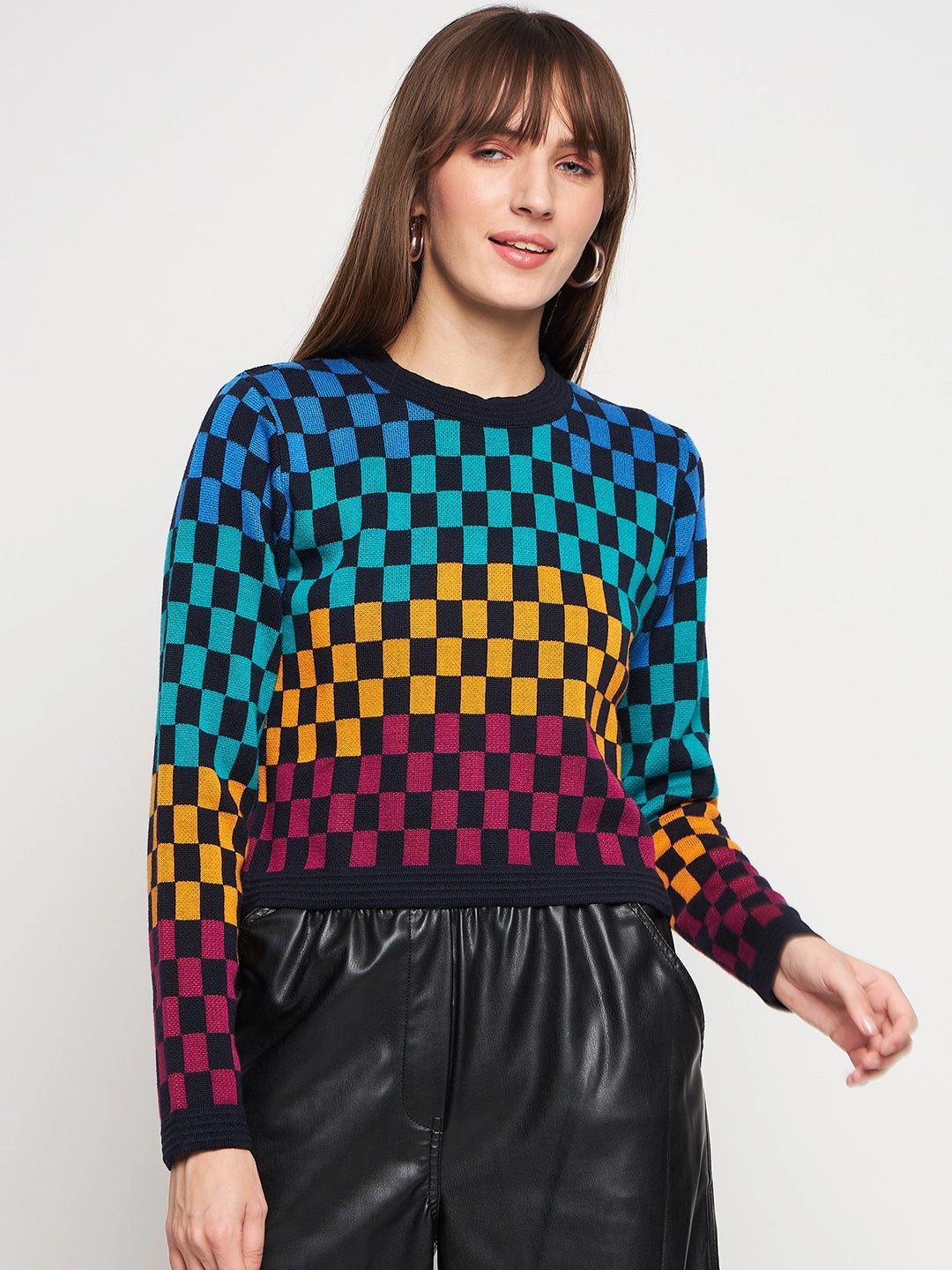 Madame Colourblocked Black Sweater Simple Knit Comfort Knitwear