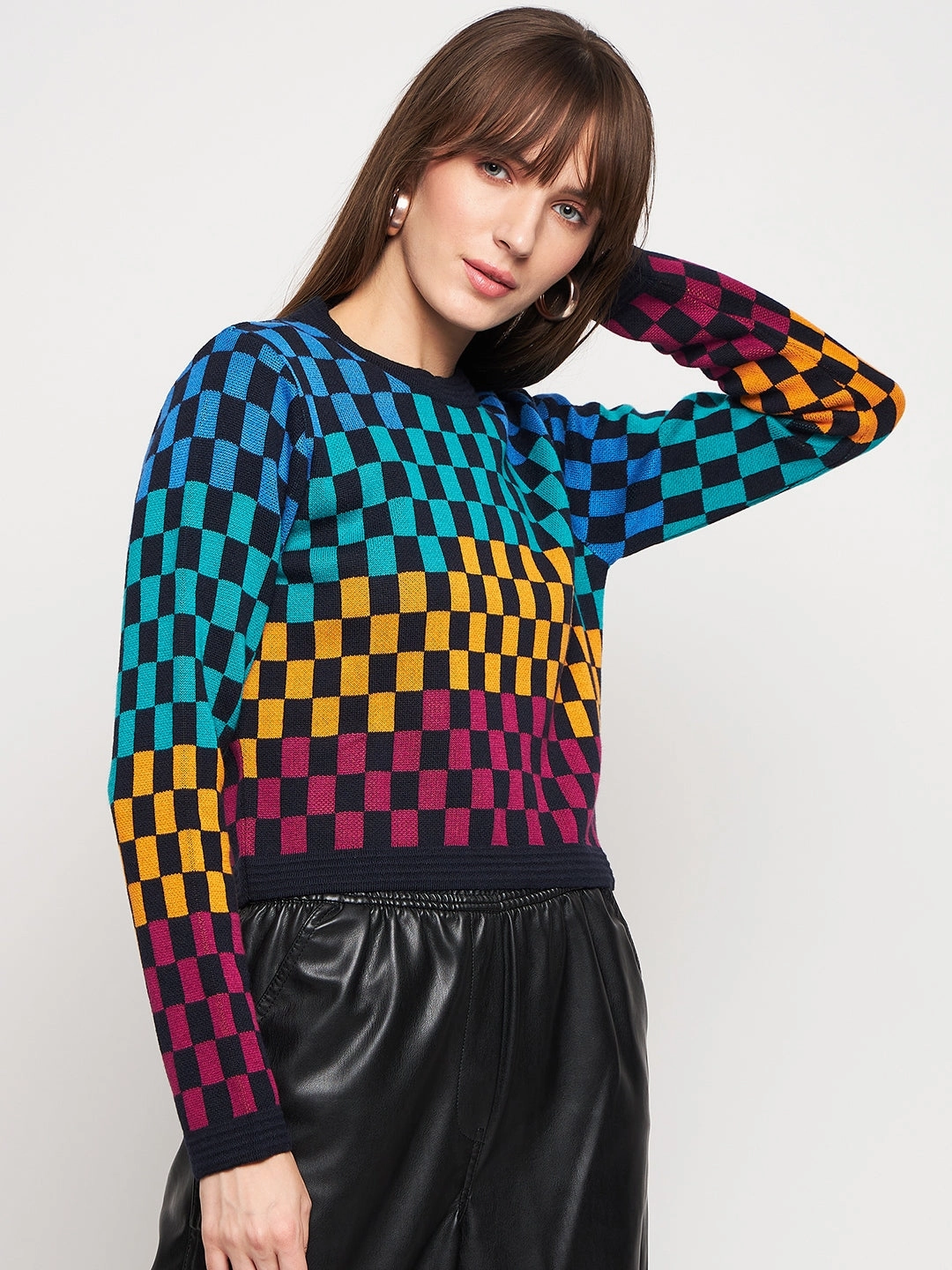 Madame Colourblocked Black Sweater Machine washable Perfect Warmth