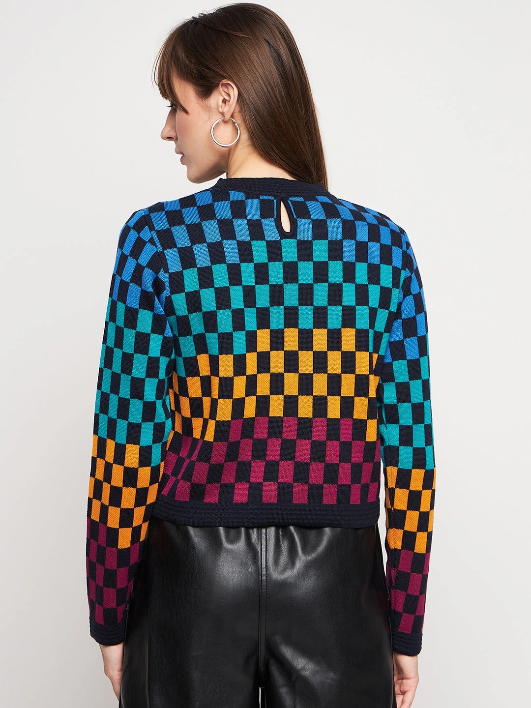 Winter Fashionable Madame Colourblocked Black Sweater