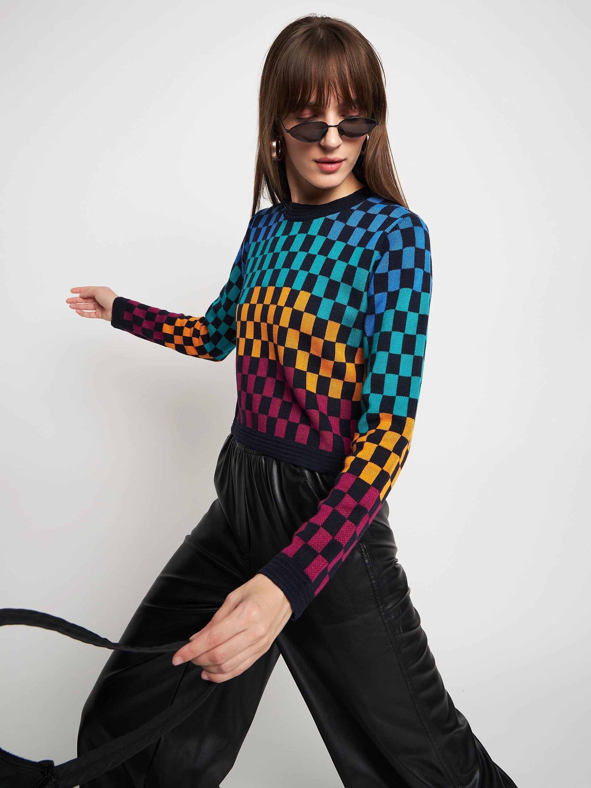 Chilly Season Madame Colourblocked Black Sweater