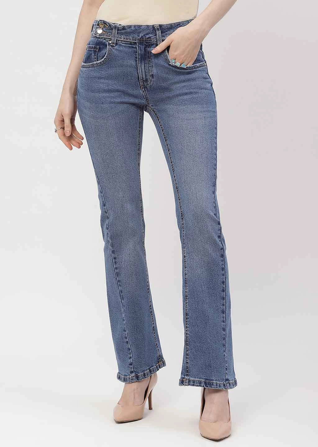 Madame Cut Seam Dark Blue Flared Jeans Tapered leg