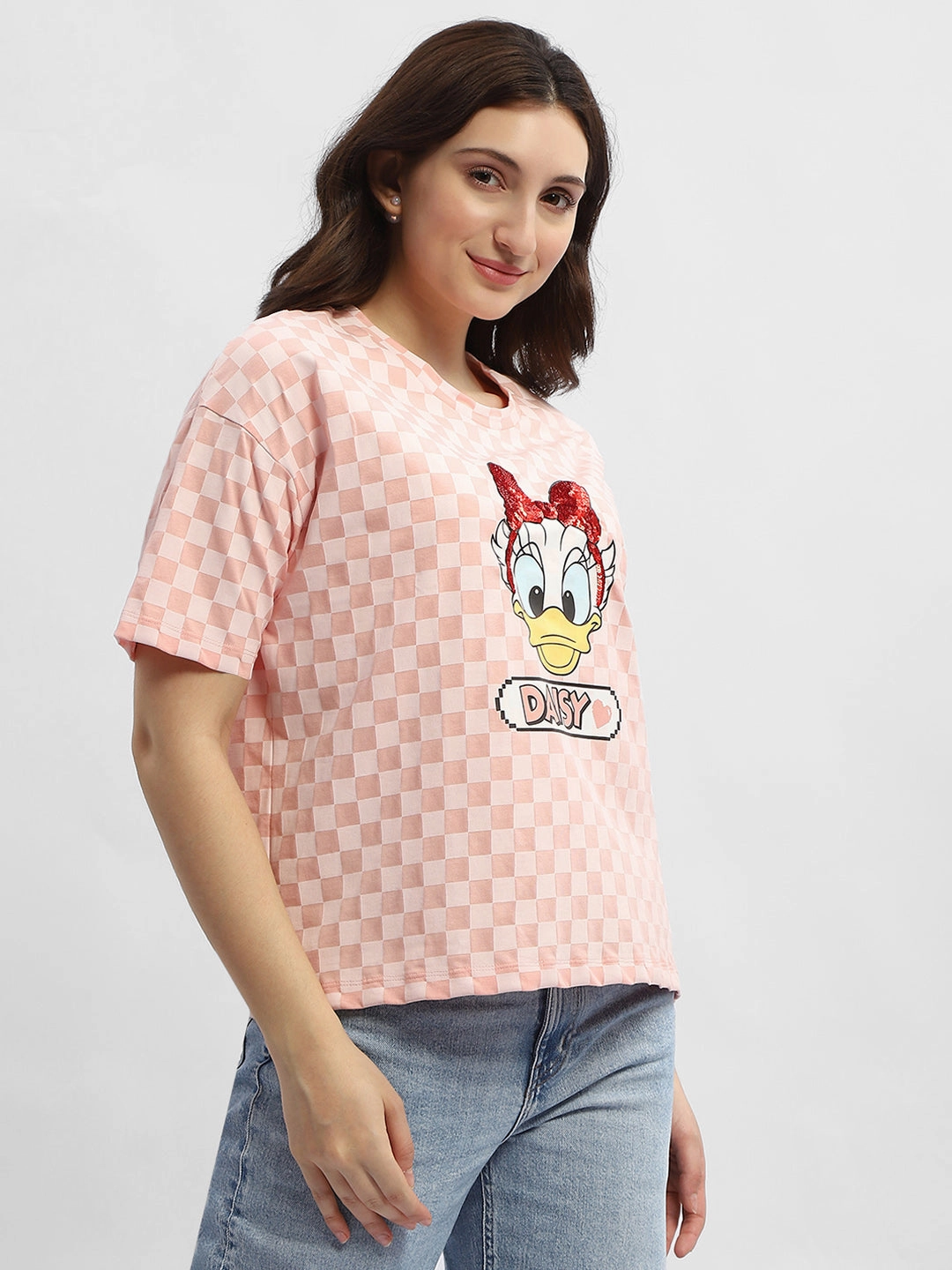 Timeless Layer Madame Disney Donald Duck Pink Cotton T-Shirt
