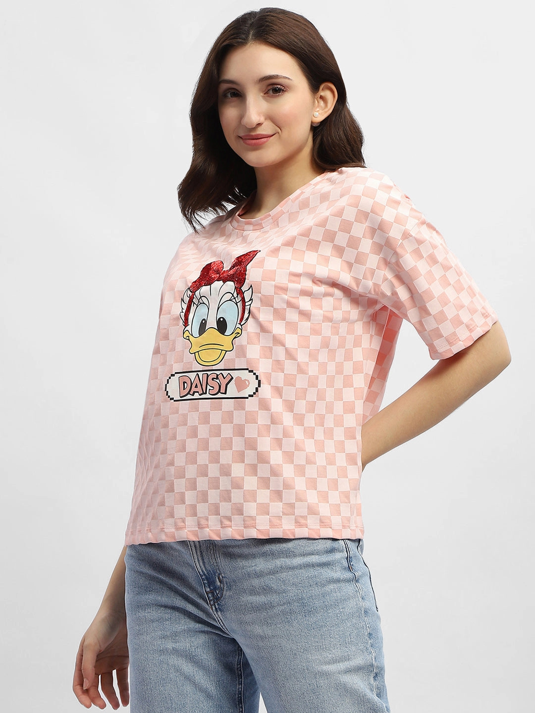 Madame Disney Donald Duck Pink Cotton T-Shirt Relaxing Fit Tight Fit