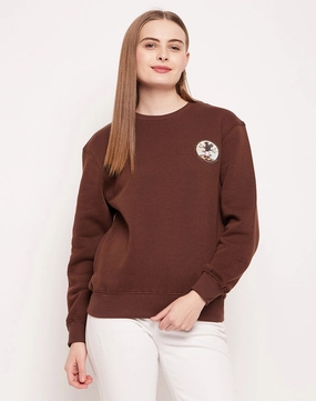 Madame Disney Graphic Print Chocolate Brown Sweatshirt Street Staple Relaxed Fashion