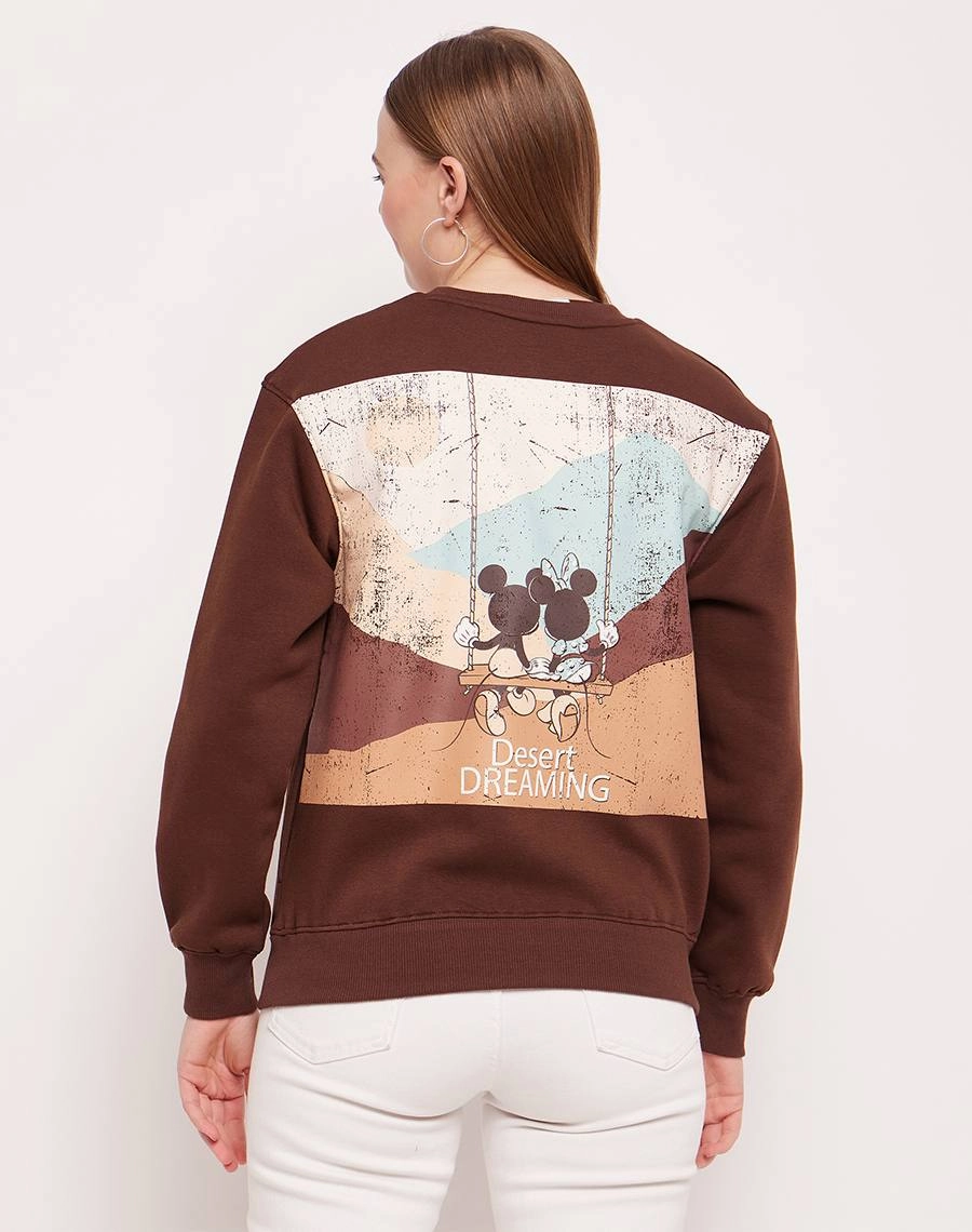 Madame Disney Graphic Print Chocolate Brown Sweatshirt pattern trend