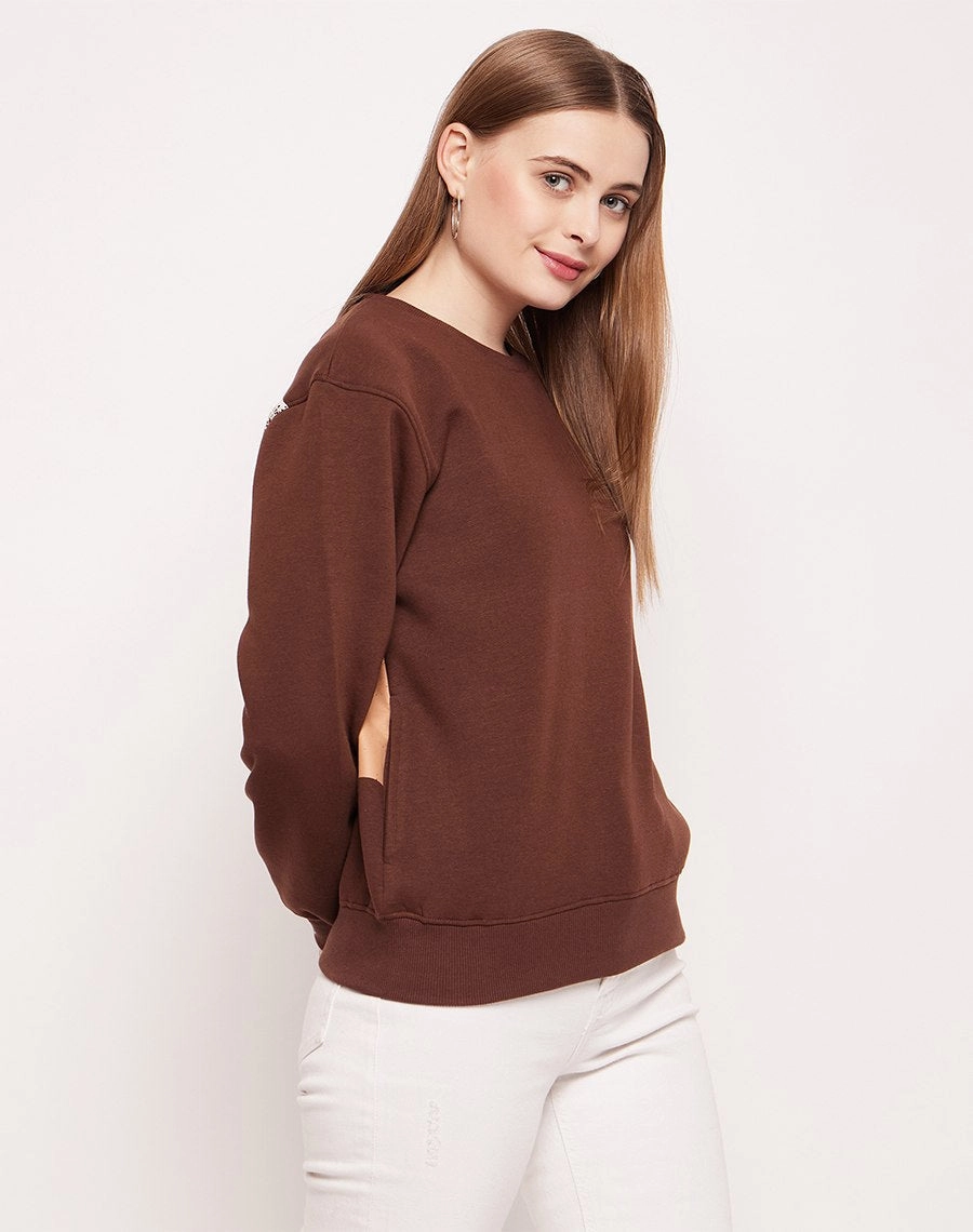 Madame Disney Graphic Print Chocolate Brown Sweatshirt Street Essential Running Gear