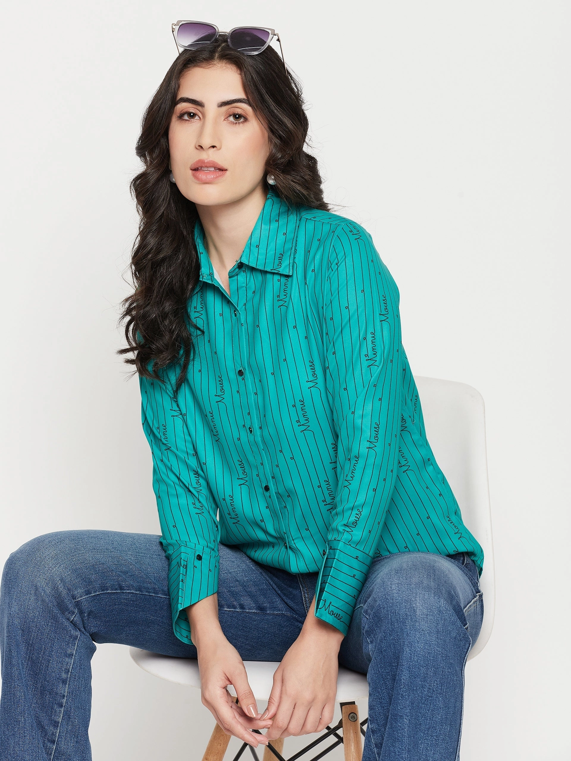 Fashionable Layer Gym Companion Madame Disney Printed Green Shirt