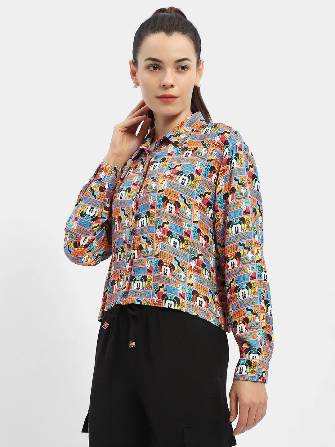 Madame Disney Printed Orange Shirt Subtle pattern Tailored Fit