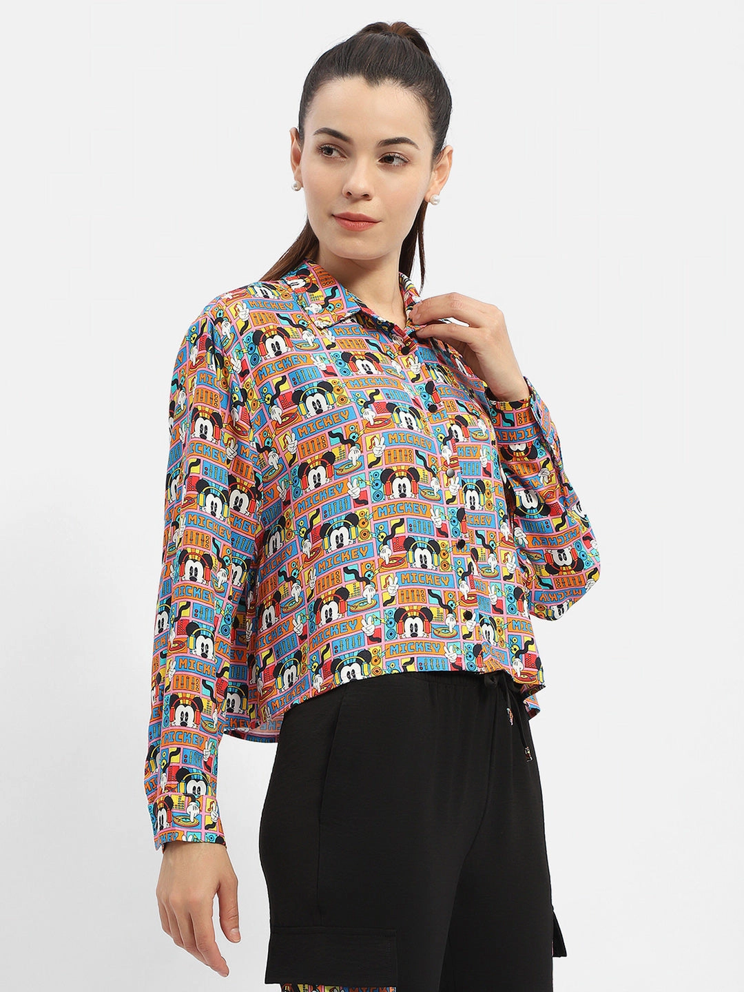 Classic Wear Non Iron Material Madame Disney Printed Orange Shirt