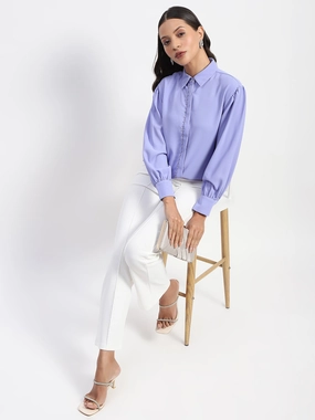Madame Embellished Solid Mauve Shirt Classic Color Travel-friendly