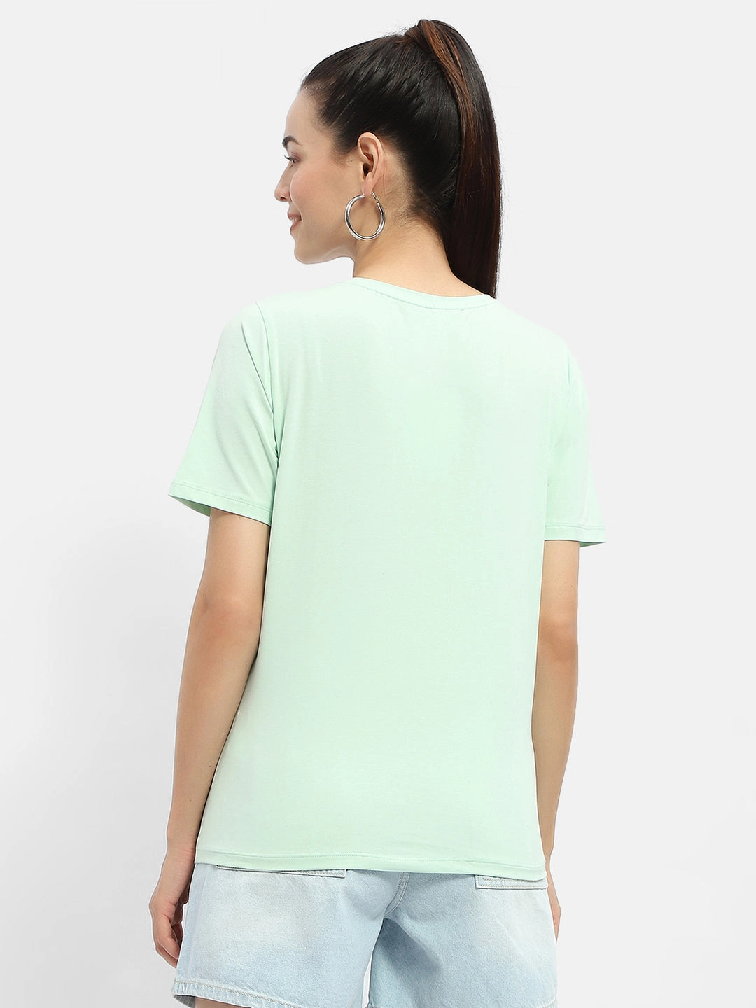 Madame Embellished Typography Mint Regular T-Shirt Ultra Soft Blended Textile Functional Fashion