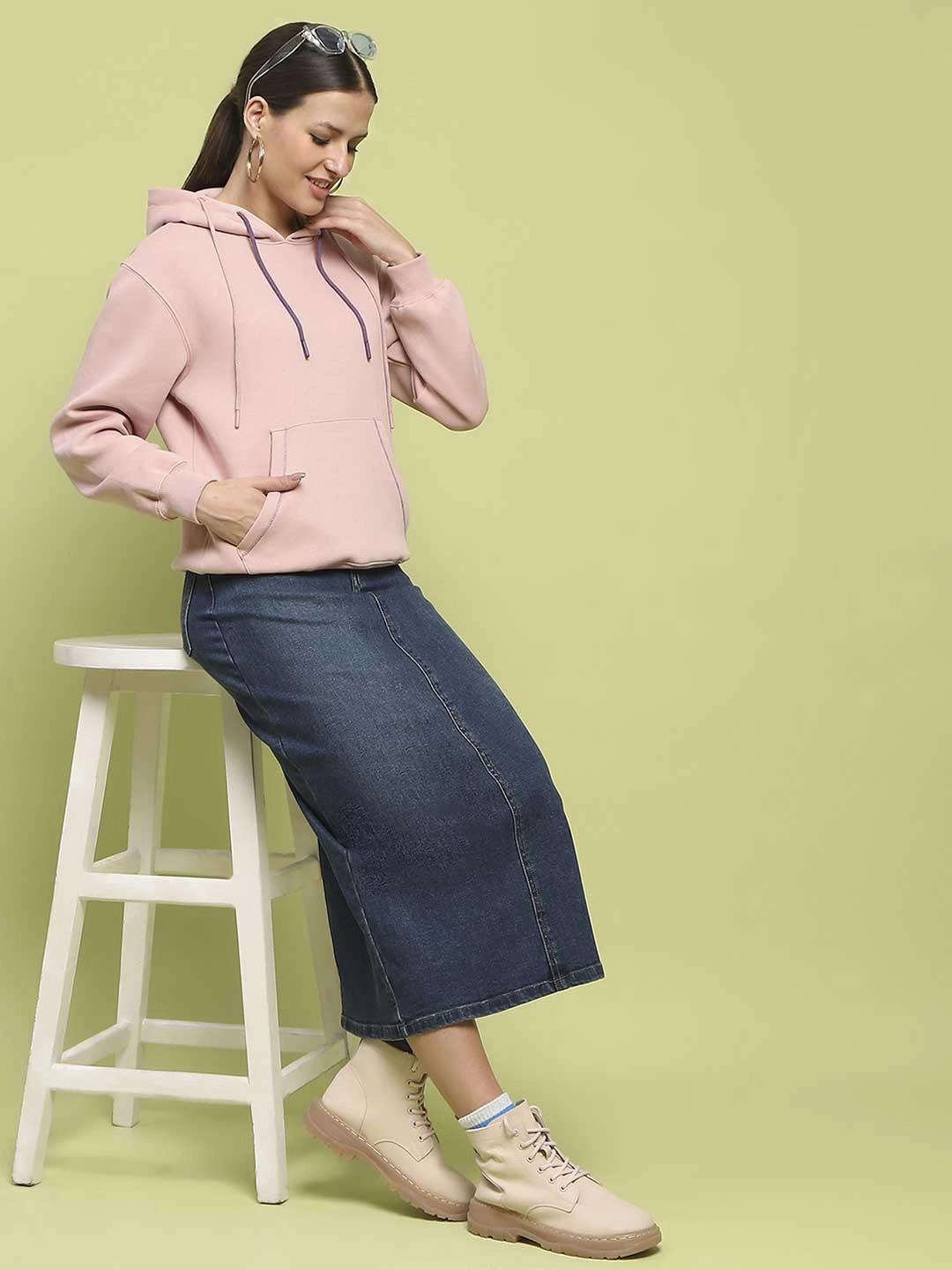 product business casual suitability Madame Fleece Double Drawstring Hooded Dusty Pink Sweatshirt
