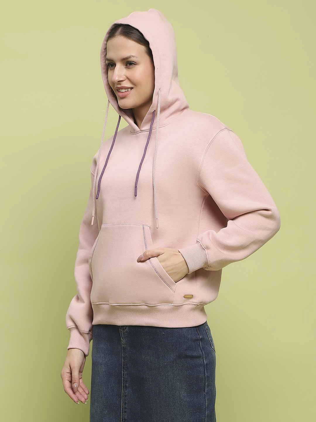Madame Fleece Double Drawstring Hooded Dusty Pink Sweatshirt hypoallergenic All-Weather Comfort