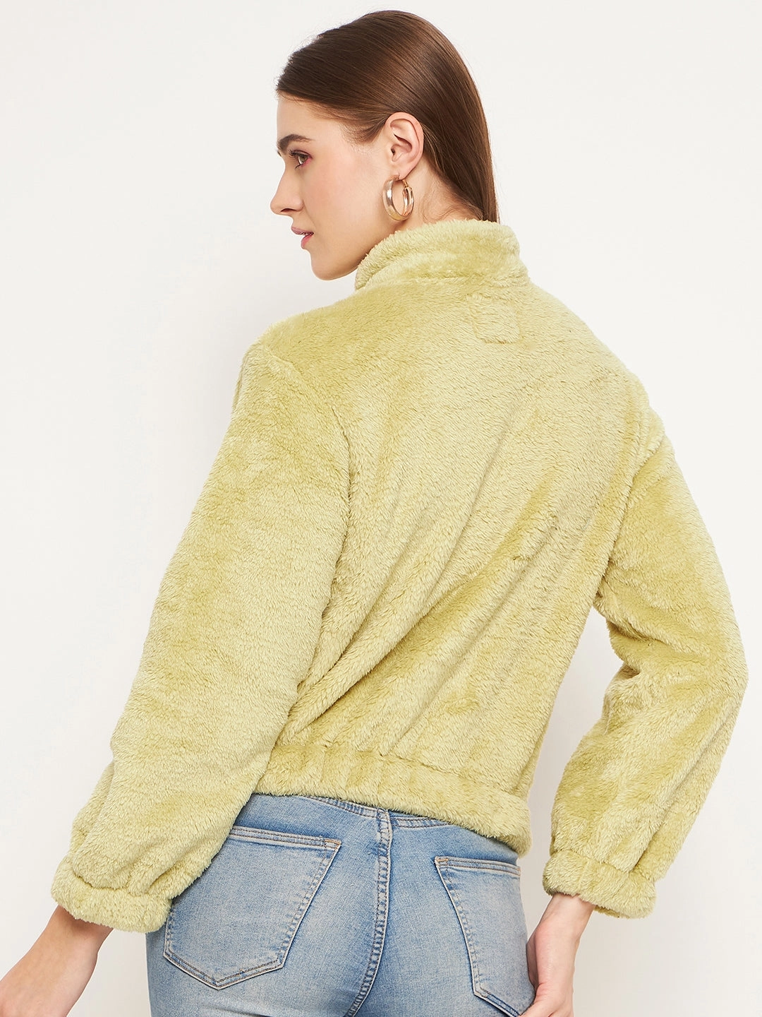 Madame Fleece Mock Neck Apple Green Sweatshirt product watch punctuality Outdoor Hoodie