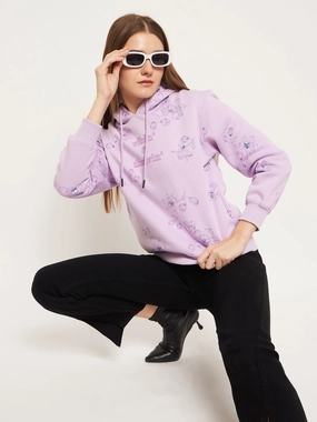 Cold-Weather Wear Madame Floral Printed Lilac Sweatshirt