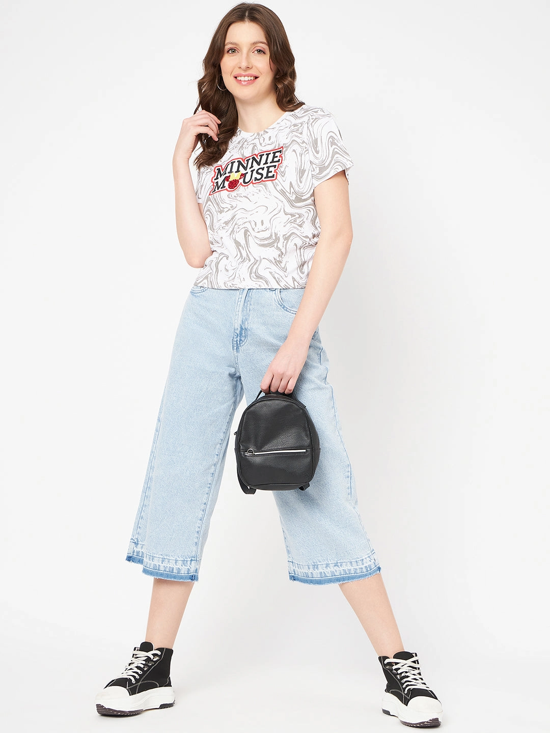 Madame Front and Back Disney Printed Cotton White T-Shirt Thermal Regulation Layer