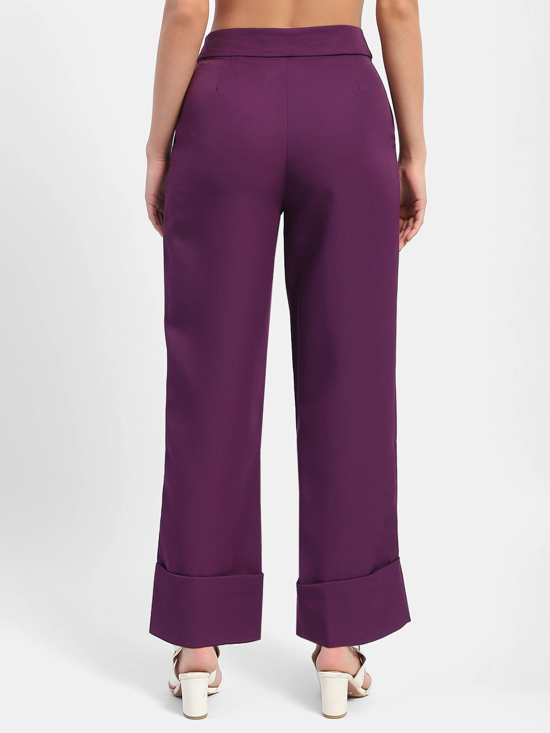 Lightweight Design Performance Gear Madame Front Pleated Purple Rolled Hem Trousers