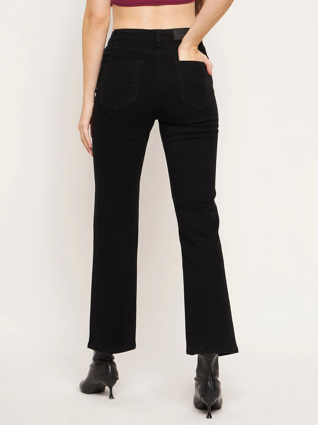 Madame Front Slit High-Rise Straight Black Jeans Festival Outfit Comfy Artist Vibe Daily Casual