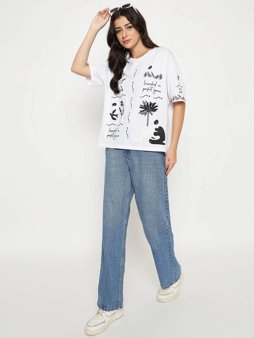 Chill Comfort Look Madame Graphic Print Cotton White T-shirt
