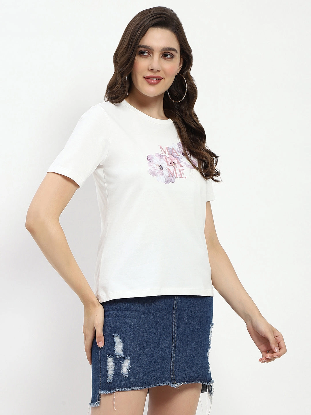Award-winning Madame Graphic Print White Cotton T-Shirt