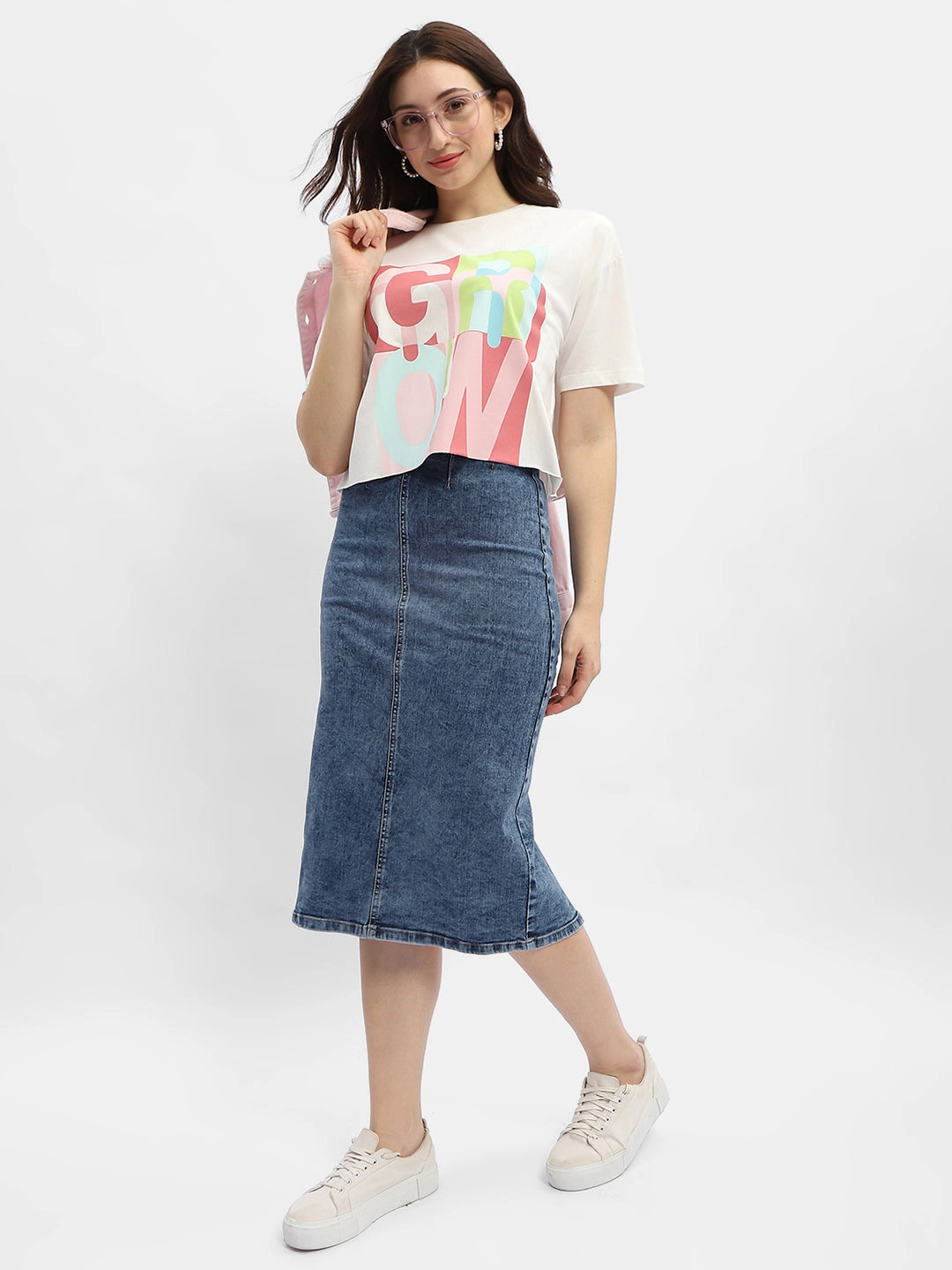 Madame Graphic Print White Cotton T-Shirt Cool Fit Layered Wear