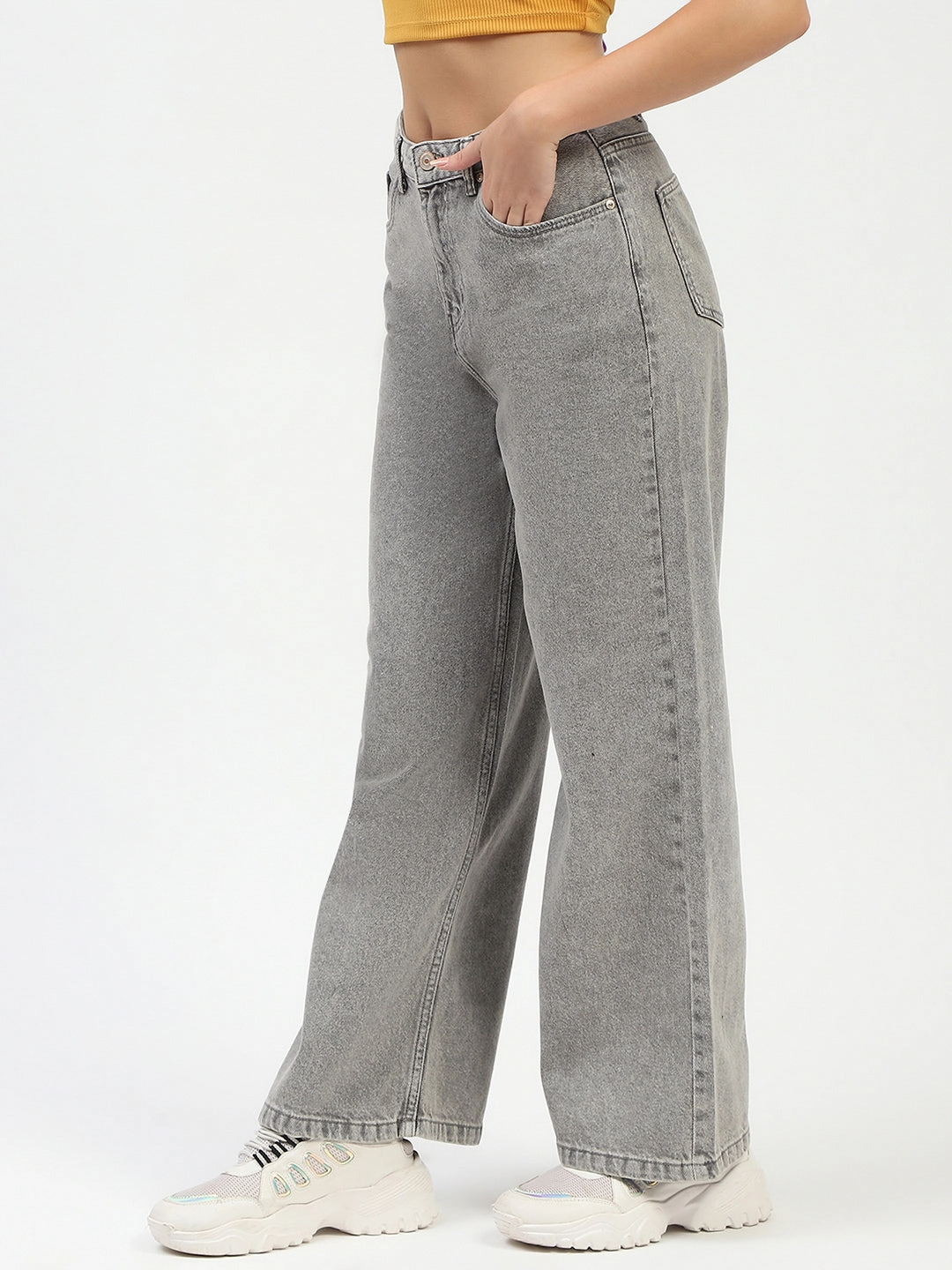 Daily Wear Festival Outfit Madame Grey Wide-Leg Jeans