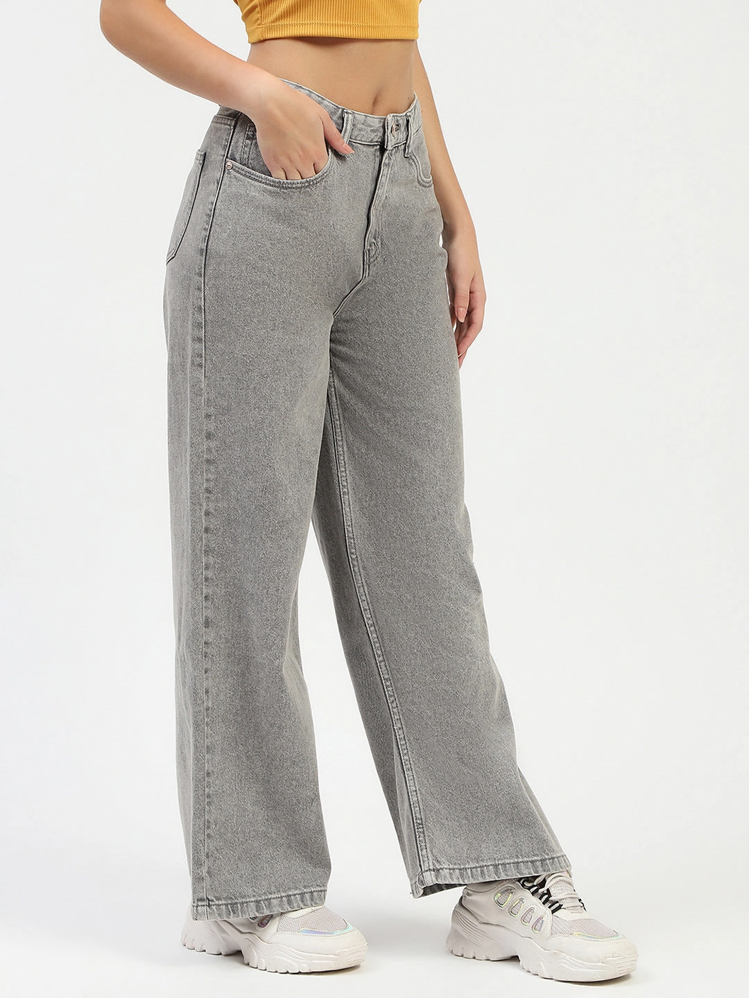 Madame Grey Wide-Leg Jeans Modern Winter Warmth Loose Active Comfort