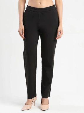 Madame High-Waist Cotton Blend Black Trousers Perfect Movement