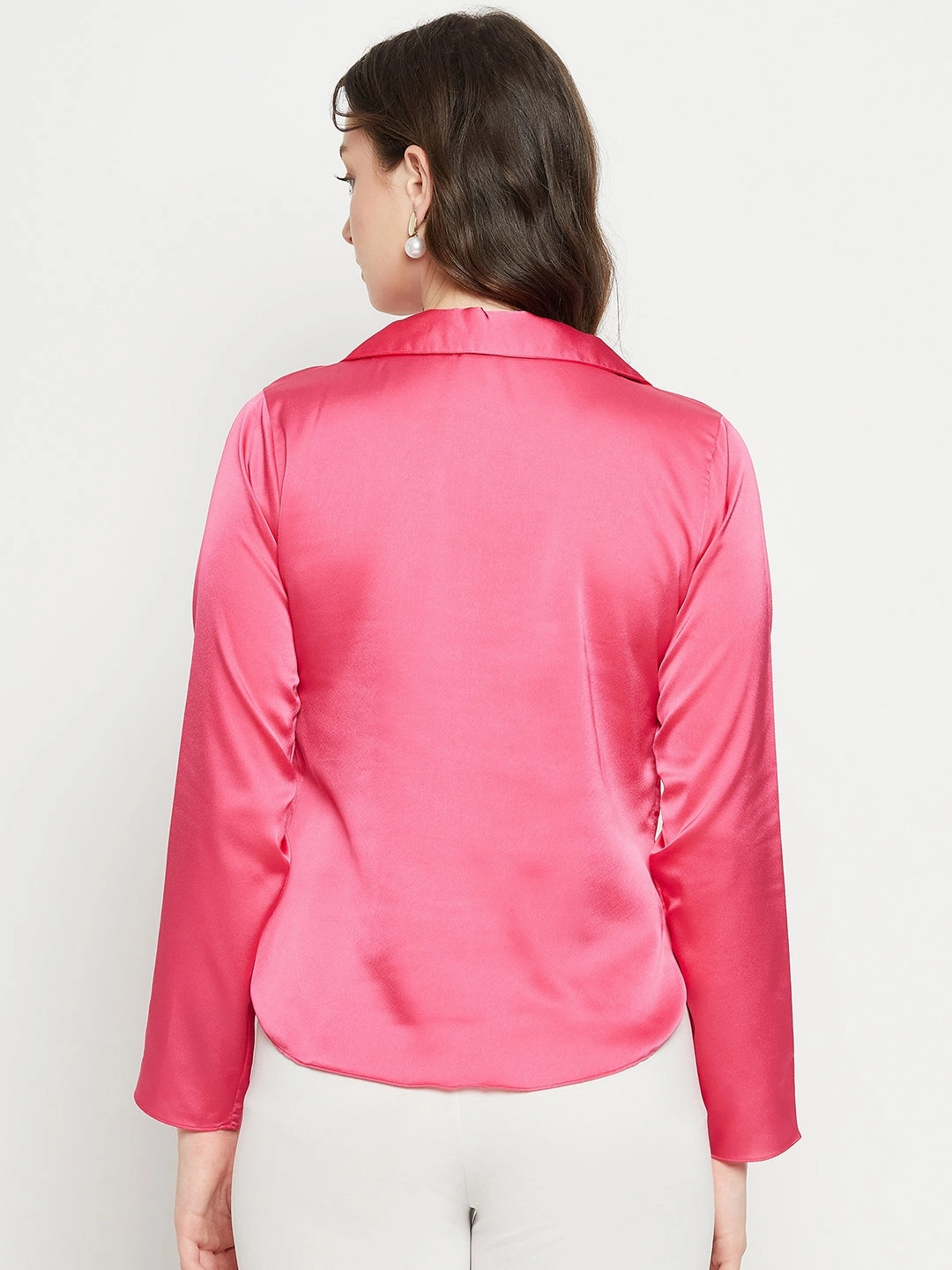 Madame Hot-Pink Satin Shirt Thermal Regulation Fabric