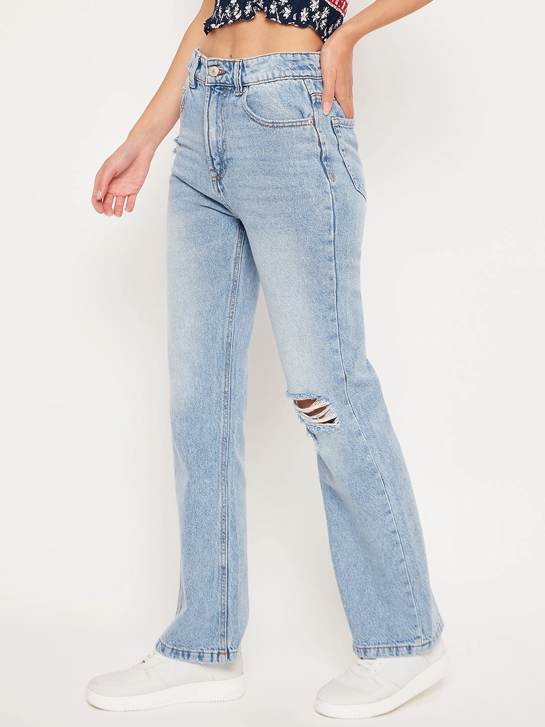 Madame Iceblue Denim Unfaded Hemline Modern Minimalist Creative Look