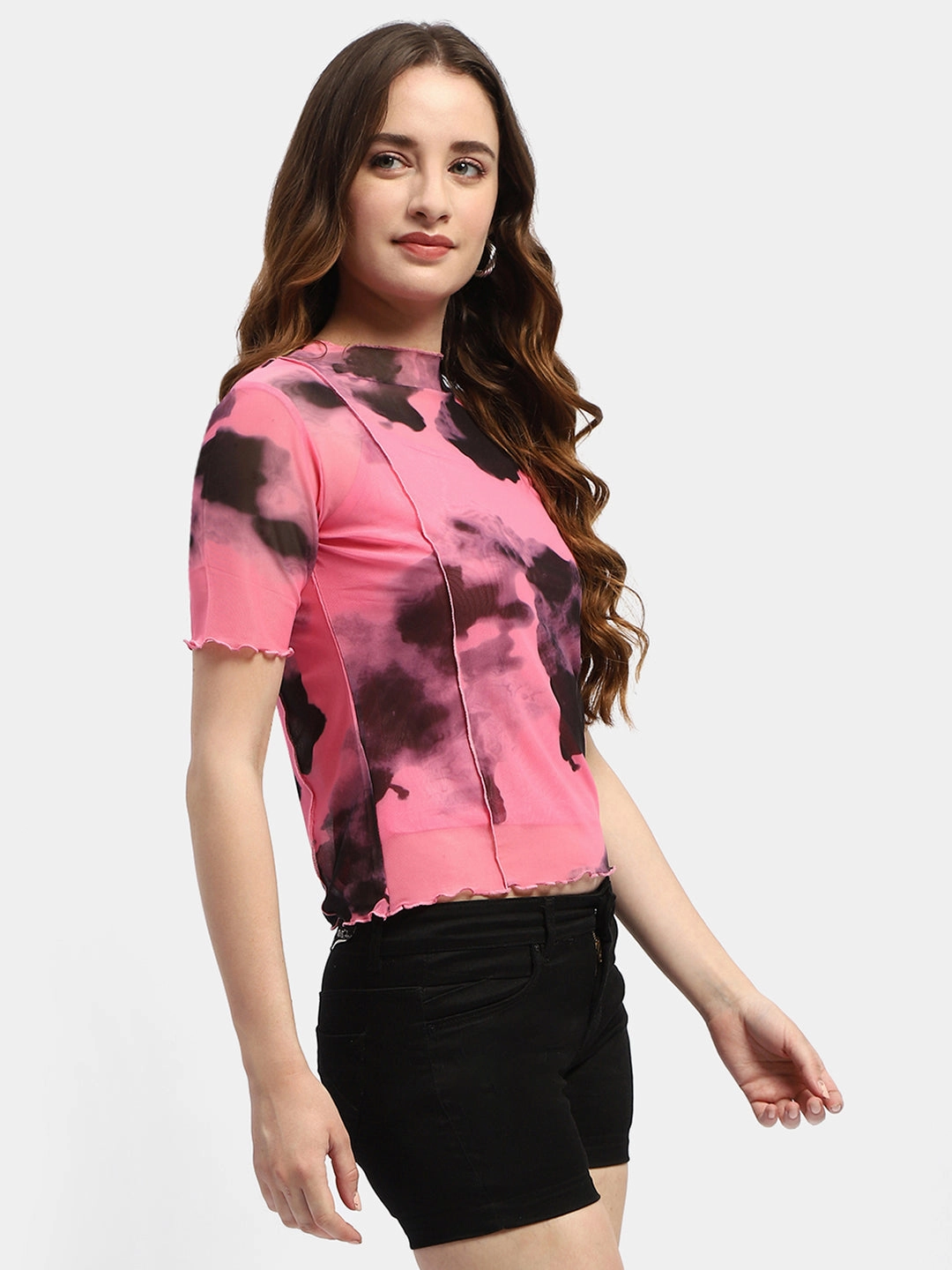 Active Layer Madame Lettuce Hem Black Abstract Print T-Shirt