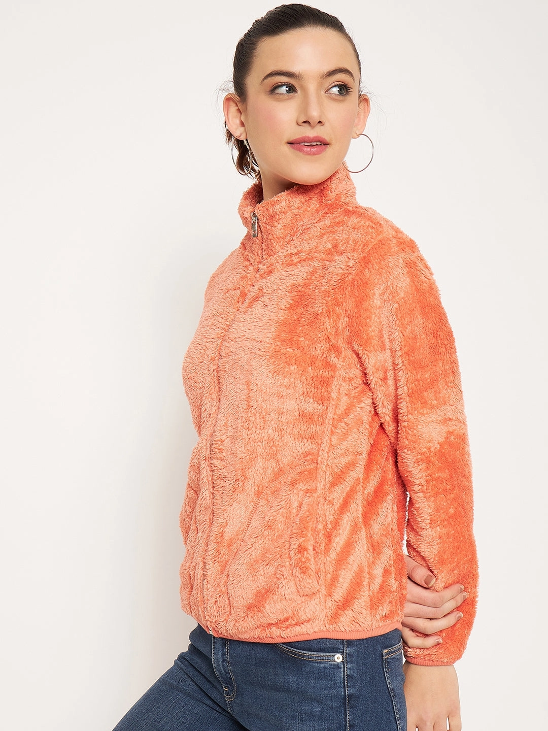 Logo Design Madame Light Orange High Neck Sweatshirt