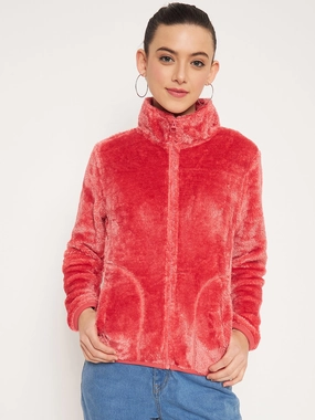 Breathable fabric Madame Light Pink High Neck Sweatshirt