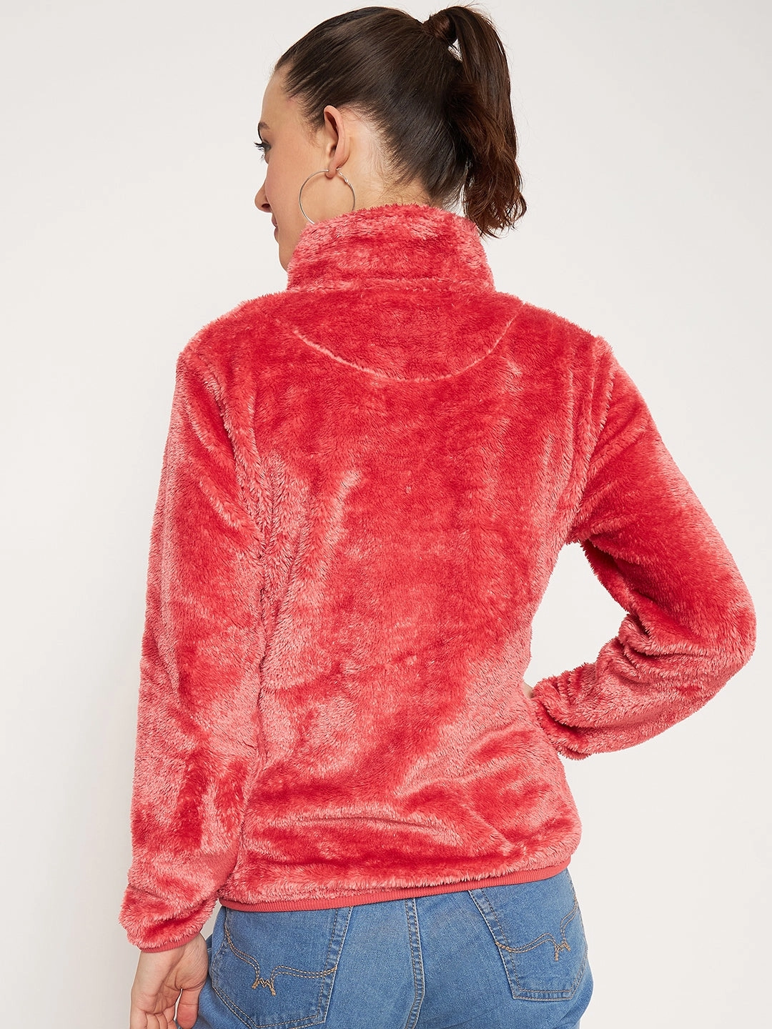 Madame Light Pink High Neck Sweatshirt Soft Touch Fabric Tailored Fit