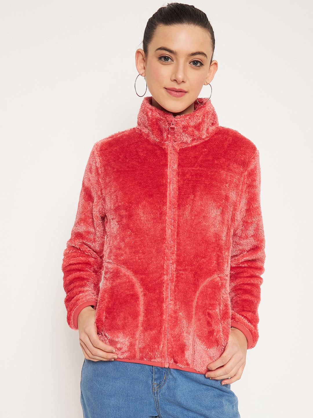 Breathable fabric Madame Light Pink High Neck Sweatshirt