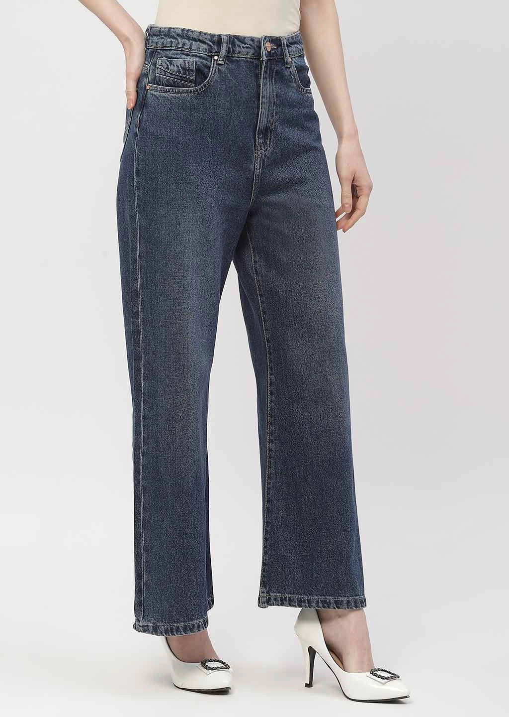 Madame Light Washed Dark Blue Wide Leg Jeans Multi Season Piece Work Ready Neutral