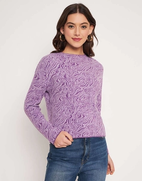 Madame Lilac Animal Print Sweater Snuggly Knit