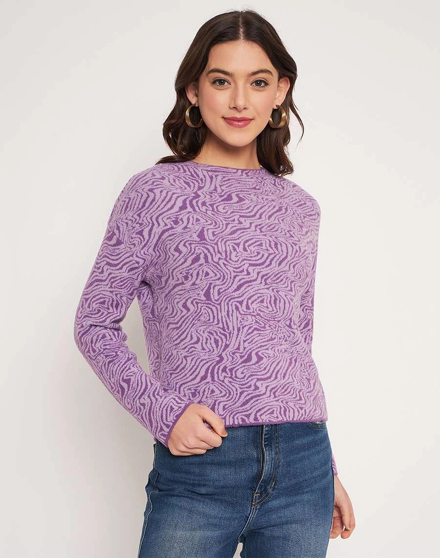 Madame Lilac Animal Print Sweater Snuggly Knit